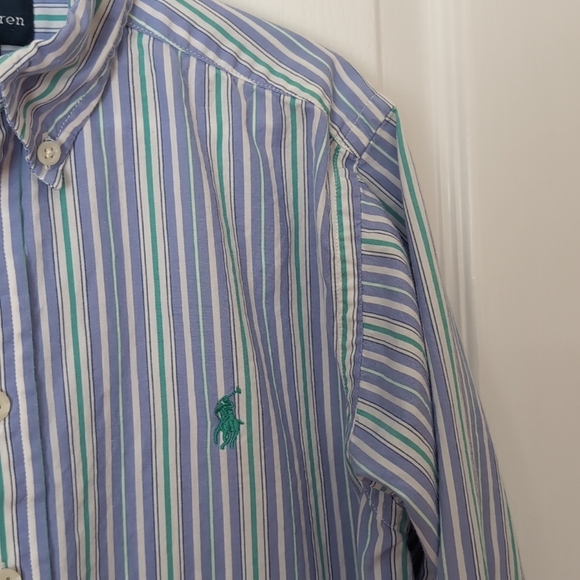 Ralph Lauren Blue striped Button Down Dress Shirt. Size 8 Boys - Picture 6 of 8